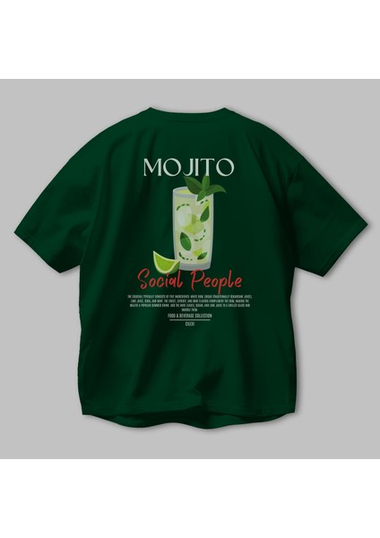 Mojıto Kokteyl Baskılı Oversize T-Shirt Erkek Kadın %100 Pamuk Bisiklet Yaka Tişort modelleri