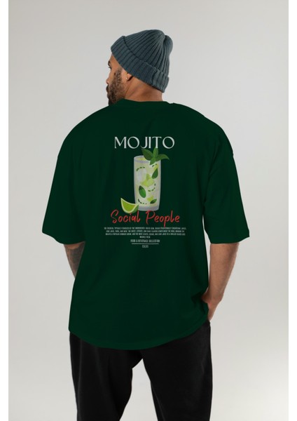 Mojıto Kokteyl Baskılı Oversize T-Shirt Erkek Kadın %100 Pamuk Bisiklet Yaka Tişort indirimleri