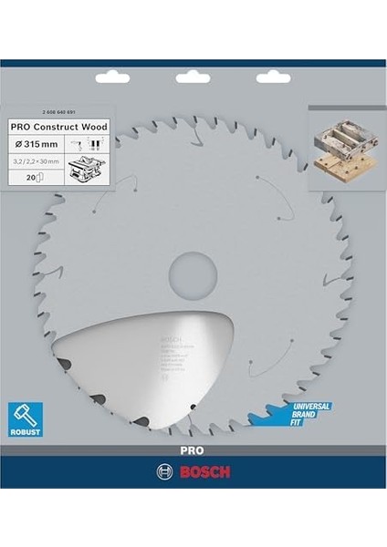 2608640691 Aksesuarı Dairesel Testere Bıçağı Construct Wood 315 x 30 x 3,2 Mm, 20 modelleri