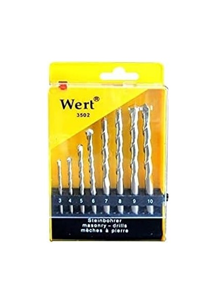 W 3502, Beton Matkap Ucu Seti (8 Parça), Gri, Sarı