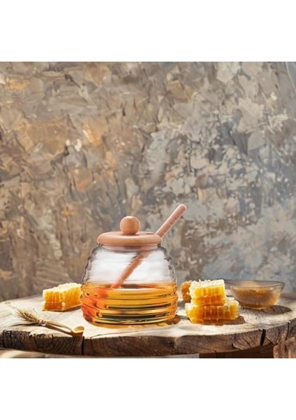 Bambu Kapaklı Cam Bal Kavanozu - 420ML | Kaşıklı & Şık Sunum Kavanozu | Doğal Ahşap Kapaklı Cam Bal Saklama Kabı modelleri