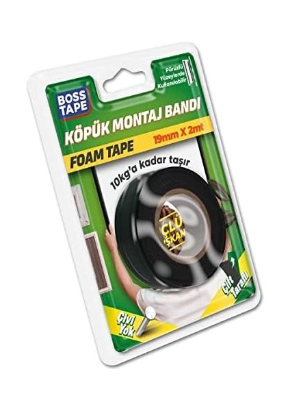 Tape 10 kg Köpük Montaj Aksesuar Yapıştırma Bandı 19MMX2MT modelleri