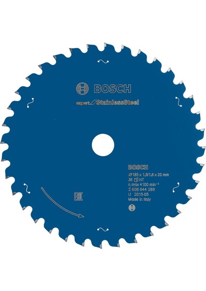 Dairesel Testere Bıçağı Expert Stainless Steel, 185 x 20 x 1,9 Mm, Diş Sayısı 36, 1 Adet, 2608644289 Için