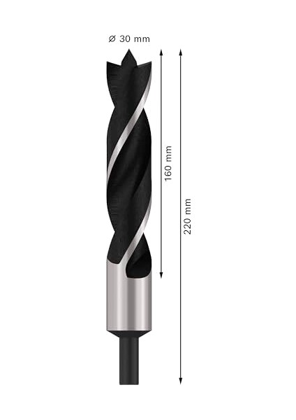 Professional Accessories 1 x Silindir Şaftlı Spiral Ahşap Matkap Ucu (Ahşap Için, 30 Mm, Şaft 13 Mm, Matkap Aksesuarı) fiyatları