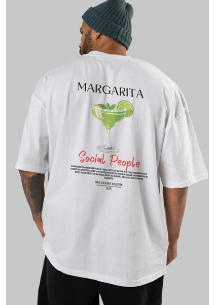 Margarita Kokteyl Baskılı Oversize T-Shirt Erkek Kadın %100 Pamuk Bisiklet Yaka Tişort indirimleri