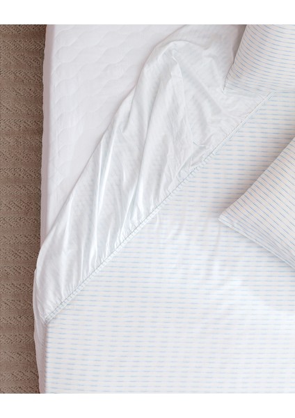 Carlo Çift Kişilik %100 Pamuk Baskılı Ranforce Lastikli Çarşaf Takımı - Mint Yeşili