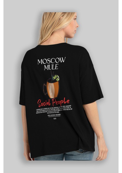 Moscow Mule Kokteyl Baskılı Oversize T-Shirt Erkek Kadın %100 Pamuk Bisiklet Yaka Tişort fırsatları