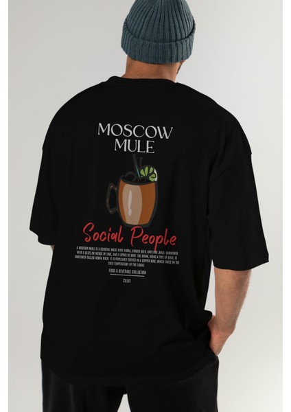 Moscow Mule Kokteyl Baskılı Oversize T-Shirt Erkek Kadın %100 Pamuk Bisiklet Yaka Tişort