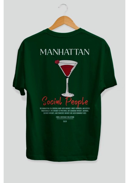 Manhattan Kokteyl Baskılı Oversize T-Shirt Erkek Kadın %100 Pamuk Bisiklet Yaka Tişort fiyatları