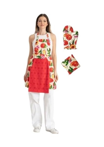 Havlulu Mutfak Önlüğü Fırın Eldiveni ve Tutacak Kırmızı modelleri