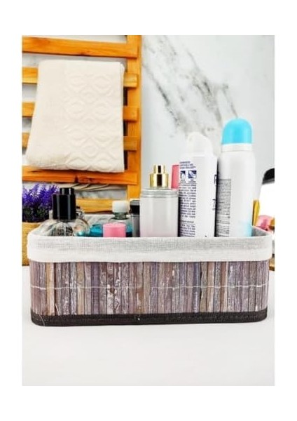 Bambu Çok Amaçlı Saklama Kutusu Düzenleyici Büyük Boy Organizer, Dekoratif Bambu Düzenleyici Gri (33X23X12CM) fiyatları