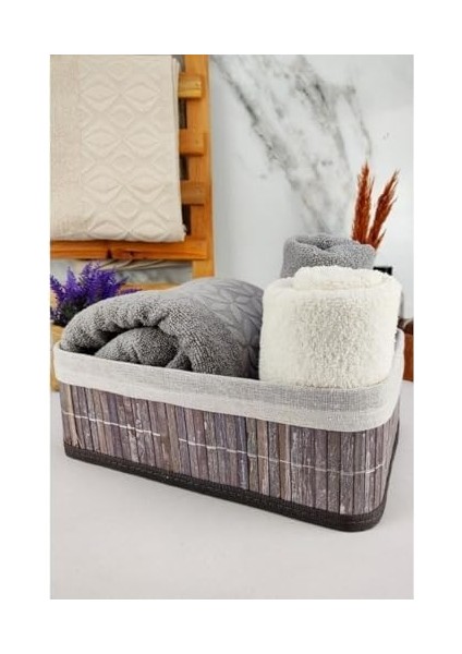 Bambu Çok Amaçlı Saklama Kutusu Düzenleyici Büyük Boy Organizer, Dekoratif Bambu Düzenleyici Gri (33X23X12CM) modelleri