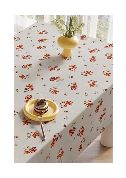 & Laurel Baskılı Yıkanabilir Masa Örtüsü Mutfak Bahçe Piknik Masa Örtüsü Kahverengi Ağırlıklı Çiçek Desenli (140X140) fiyatları