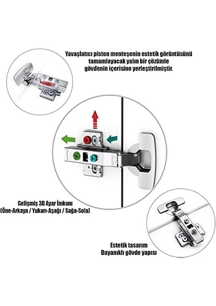 1 Çift Master Frenli Dolap Kapak Menteşesi Pistonlu Düz Tas Menteşe fiyatları