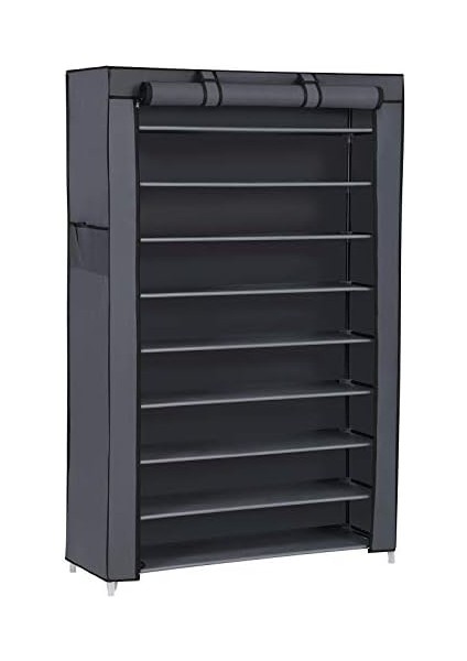 Toz Geçirmez Örtülü 10 Katlı Ayakkabı Rafı, 88X28X160 Cm, Gri, RXJ36G modelleri