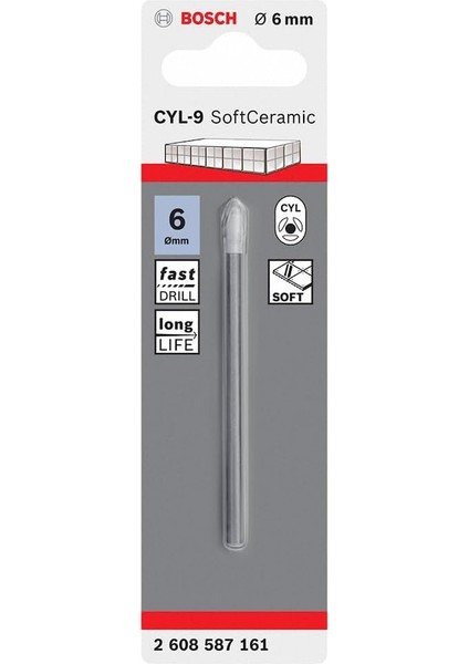 Professional Accessories Matkap ve Kırıcı Delici Uçları, Taş ve Beton, Gri, 6 Mm, 1 Adet