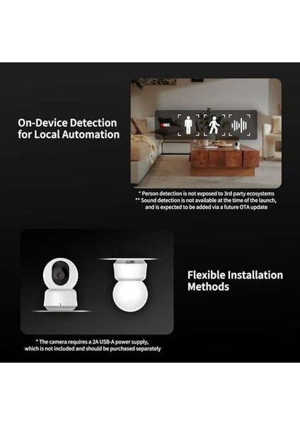 2k Iç Kamera E1, Pan & Tilt, Homekit Secure Video, Çift Yönlü Ses, Gece Görüşü, Kişi Takip, Wi-Fi 6, Homekit, Alexa, Google Home ve Ifttt Desteği modelleri