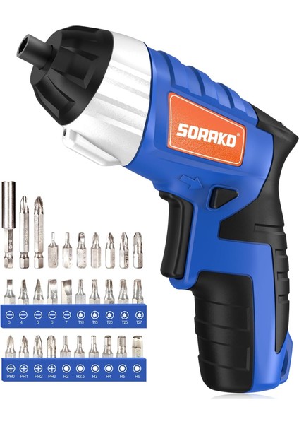 Akülü Tornavida Küçük 6 Nm Maks Tork Akülü Tornavida 1,3 Ah 3,6 V 30 Aksesuar Parçası ile LED Işık ve Arka El Feneri Ev Kullanımı Için Ev Aletleri