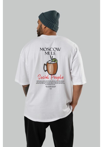 Moscow Mule Kokteyl Baskılı Oversize T-Shirt Erkek Kadın %100 Pamuk Bisiklet Yaka Tişort fırsatları