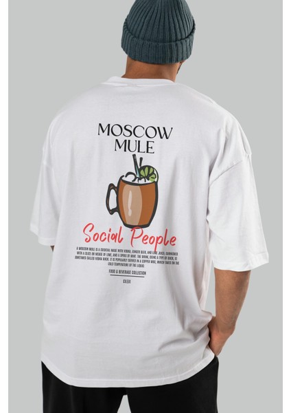 Moscow Mule Kokteyl Baskılı Oversize T-Shirt Erkek Kadın %100 Pamuk Bisiklet Yaka Tişort