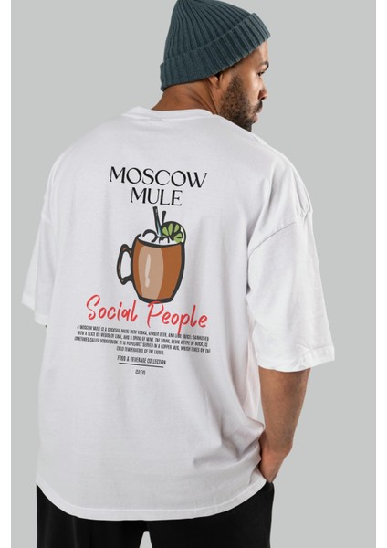Moscow Mule Kokteyl Baskılı Oversize T-Shirt Erkek Kadın %100 Pamuk Bisiklet Yaka Tişort