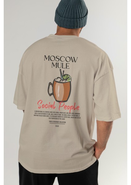 Moscow Mule Kokteyl Baskılı Oversize T-Shirt Erkek Kadın %100 Pamuk Bisiklet Yaka Tişort