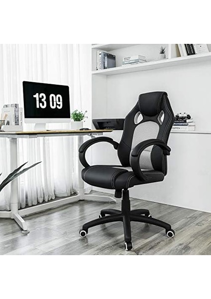 Yarış Koltuğu, Ofis Koltuğu, Oyuncu Koltuğu, Yönetici Koltuğu, Döner Sandalye, Poliüretan, Siyah/gri, OBG56BG modelleri