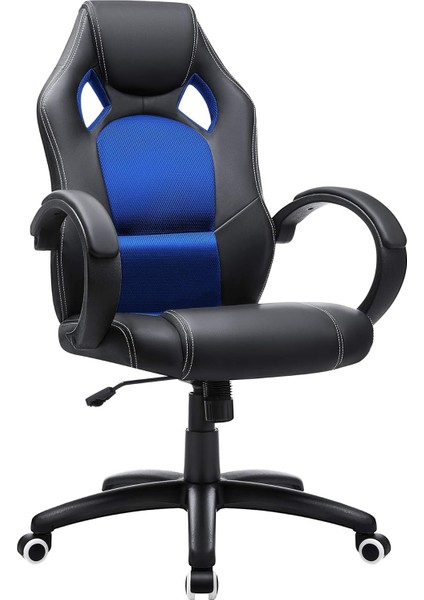 Yarış Koltuğu, Ofis Koltuğu, Oyuncu Koltuğu, Yönetici Koltuğu, Döner Sandalye, Poliüretan, Siyah/mavi, OBG56L