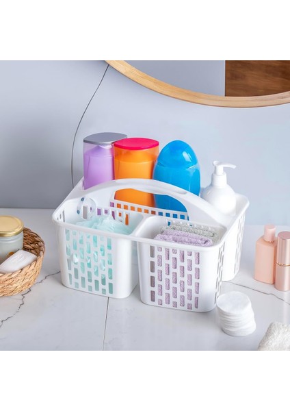 8114 Org-51 3 Bölmeli Düzenleyici Sepet - Çok Amaçlı Organizer - Beyaz