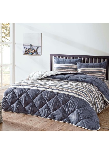Wilson Geometrik DESENLI%100 Pamuk Yorgan Seti, Lacivert, Çift Kişilik (Yorgan: 195X215 Cm/çarşaf: 240X260 cm / 2 Adet Yastık Kılıfı: 50X70 cm / 2 Adet Dolgulu Yastık: 50X70 Cm)