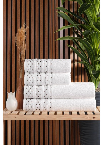 Lisa 4'lü Banyo Havlu Takımı Havlu Havlu Havlu Seti I Çeyiz Havlusu 855212135, Beyaz, 70 x 140