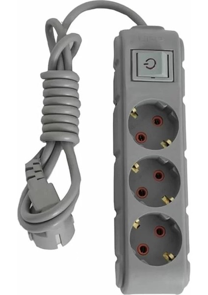 3lü Anahtarlı Grup Priz 3 Metre 16A 250V, Üçlü Topraklı Uzatma Kablosu 3 Metre (Gri) fiyatları