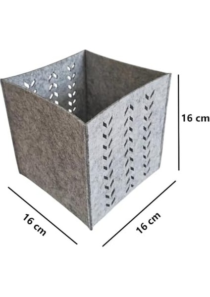 Keçe Saklama Kutusu - Gri Renk, 16X16X16 cm Dekoratif Organizer Sepet, 3 mm Kalınlıkta, Çok Amaçlı Tekli Kutu modelleri