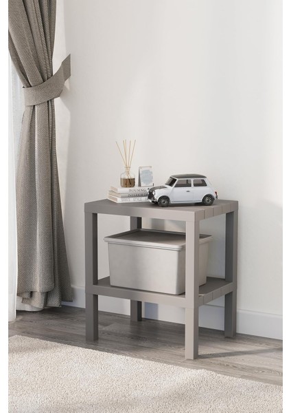 Life 2 Katlı Plastik Gri Banyo Mutfak Rafı MIT1056