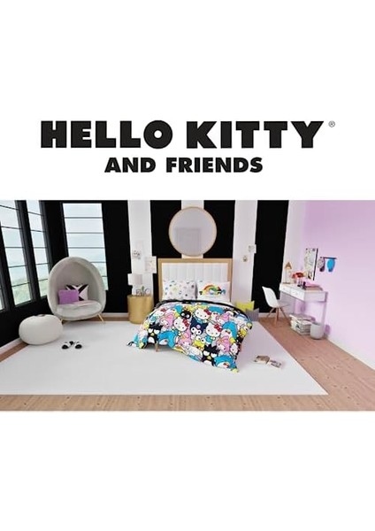 Sanrio Hello Kitty & Friends Nevresim Takımı 7 Parça Süper Yumuşak Yorgan ve Çarşaf Seti, Şamlı, Tam, (%100 Resmi Lisanslı Ürün) Koleksiyon Ürünleri modelleri