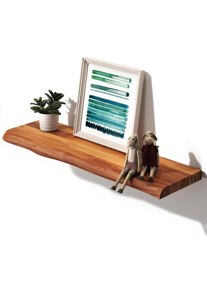 Real Wood Yüzer Raf,duvara Monte,afloat Raf Fsc Canlı Kenarlı Kama,akasya Ahşap Asma Depolama Rafı Yatak Odası, Oturma Odası, Banyo, Mutfak, Ofis Dekorasyonu Için (900X250X38MM, Altın Teak)
