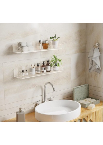 2'li Şık ve Minimalist Tasarımlı Şeffaf Duvar Rafı