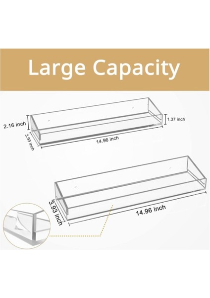 2'li Şık ve Minimalist Tasarımlı Şeffaf Duvar Rafı modelleri