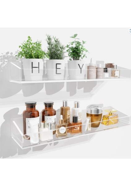 2'li Şık ve Minimalist Tasarımlı Şeffaf Duvar Rafı indirimleri