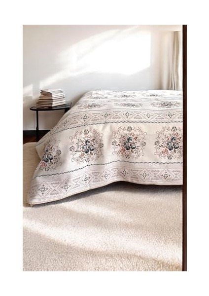 Turca Çift Kişilik Kanaviçe Desenli Pike - Gri | 200X240 cm |%100 Pamuk modelleri