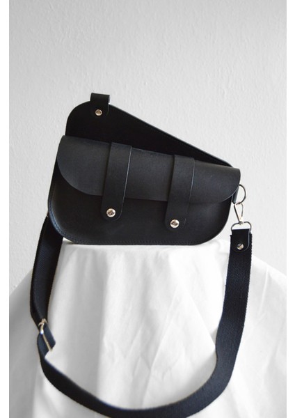Hakiki Deri Askılı Çanta - Saddle Bag - Siyah