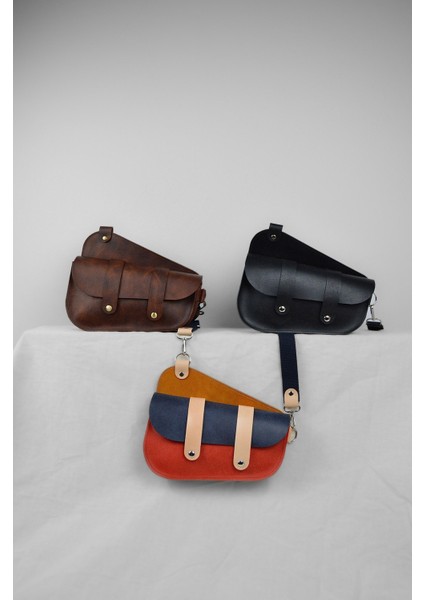 Hakiki Deri Askılı Çanta - Saddle Bag - Pueblo Deri - Renkli