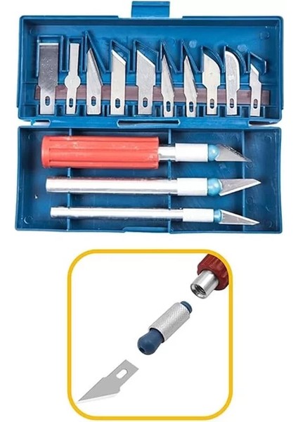 ® Zanaat 16 Parça Hobi Gravür Ahşap Heykel Çömlek Oyma Şekil Verme 13 Maket Neşter Seti fiyatları