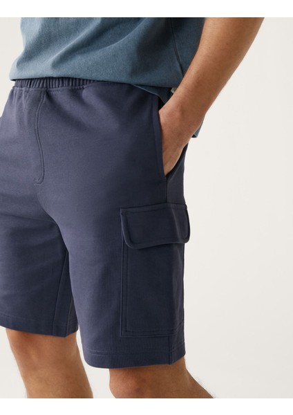 Saf Pamuklu Örme Kargo Şort modelleri