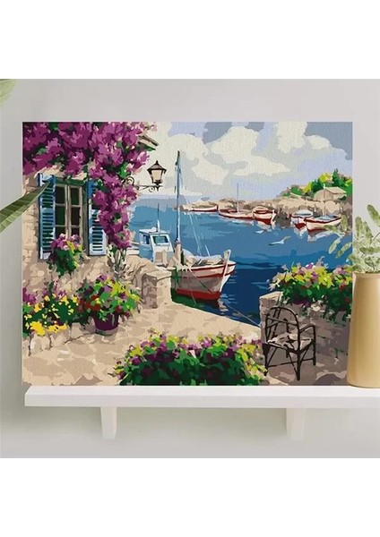 Sayılarla Boyama Tuval Seti Fırça Boya Dahil (Çıtalı) 40X50 cm - Mor Sümbül