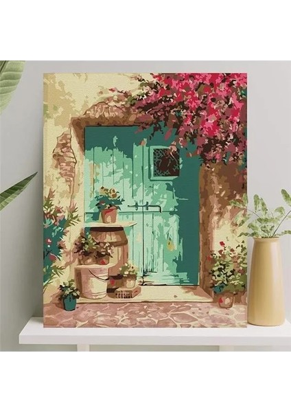 Sayılarla Boyama Tuval Seti Fırça Boya Dahil (Çıtalı) 40X50 cm - Yeşil Kapı