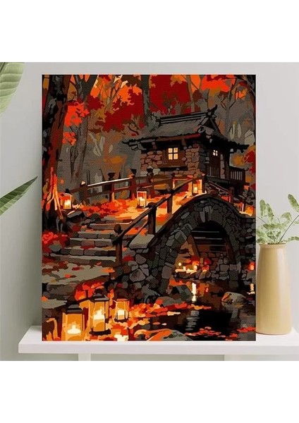 Sayılarla Boyama Tuval Seti Fırça Boya Dahil (Çıtalı) 40X50 cm - Taş Ev