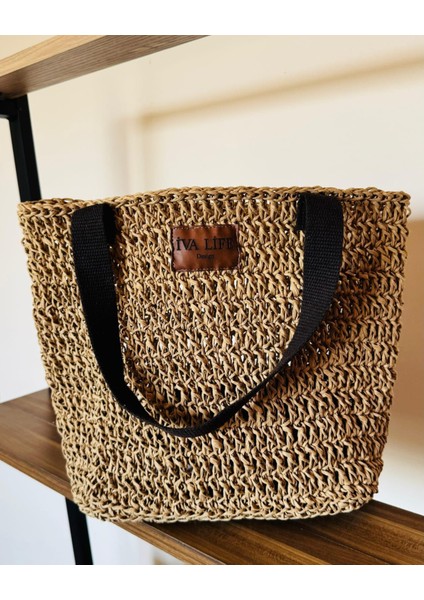 Iva Hasır Kağıt Ip Kadın Omuz Kol Çantası