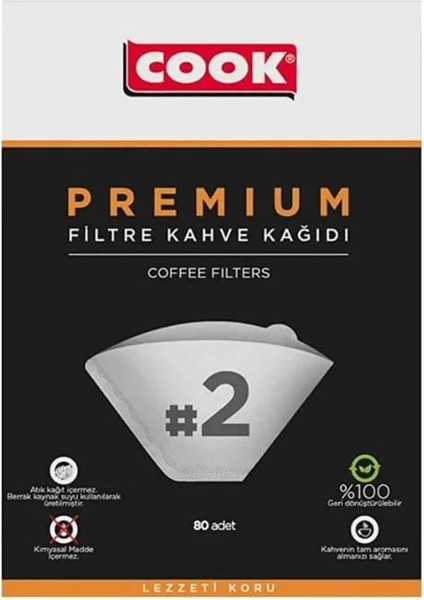Premium Filtre Kahve Kağıdı - Ebat 2, 80 Adet