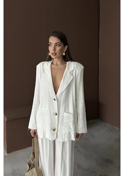 Beyaz Oversize Müslin Takım fırsatları